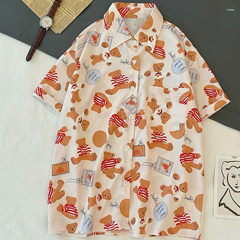 

Women's Blouses Cardigan Cartoon Bear Full Print Casual Shirts Men Summer Short Sleeve Shirt Women Hawaiian Beach Blouse Funny Cute Harajuku, Solid white t-shirt