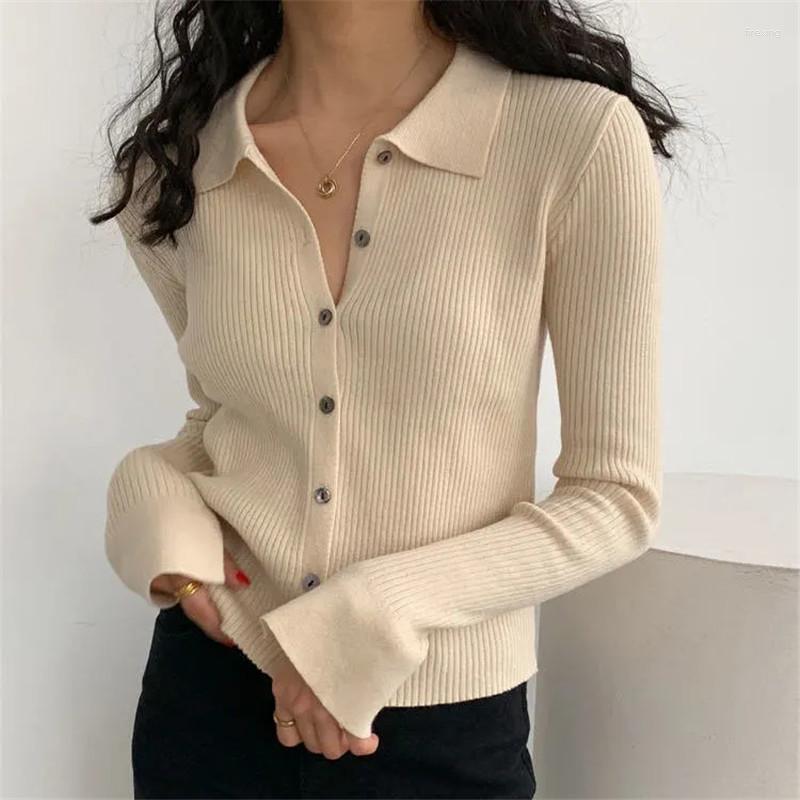 

Women' Knits Korean Fashion Spring Casual Solid Knitted Cardigan Office OL Jacket Womens Thin Full Sleeve Cropped Tops Blouse Femme, Apricot