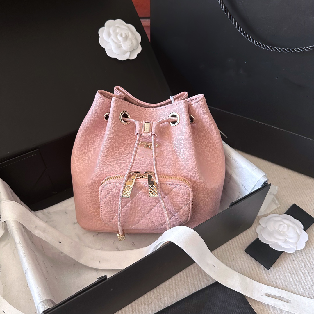 

handbags designer bag tote bag Cowhide drawstring drawstring strap diamond chain vintage bucket bag backpack, White