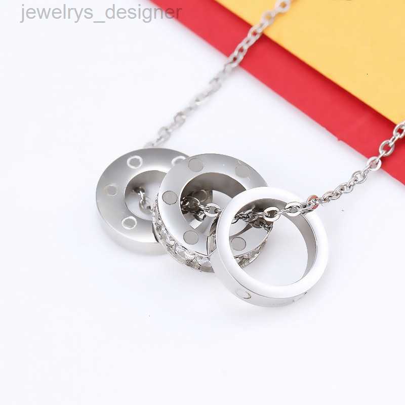 

Fashion crystal jewelry love necklace for men women double ring full cz two rows diamond pendant octagonal screw cap designer necklace couple anniversary gift