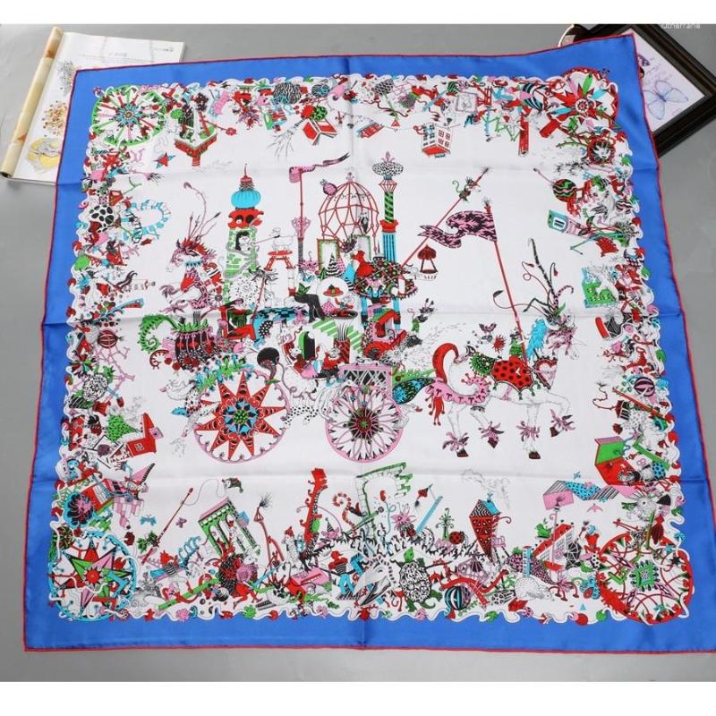 

Scarves Fashion Print Twill Silk Scarf Wraps Shawl "Carnival Parade"