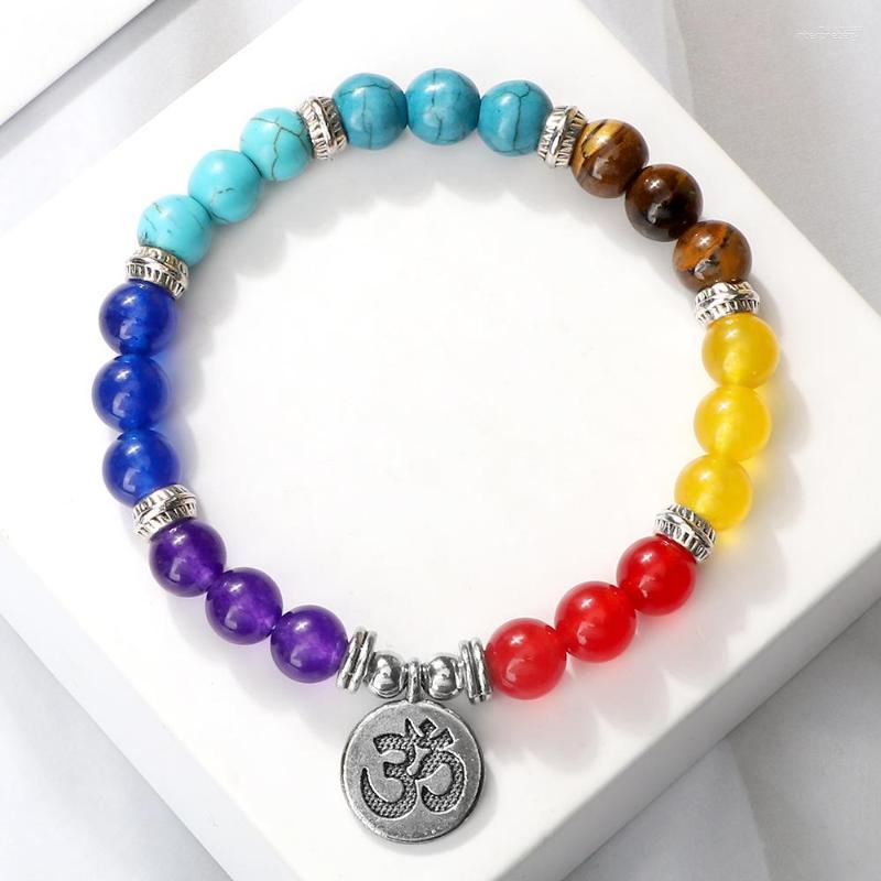 

Strand Reiki 7 Chakra Healing Bead Bracelet Natural Stone Mala Pendant Buddha Balance Bracelets For Women Men Yoga Jewelry Drop