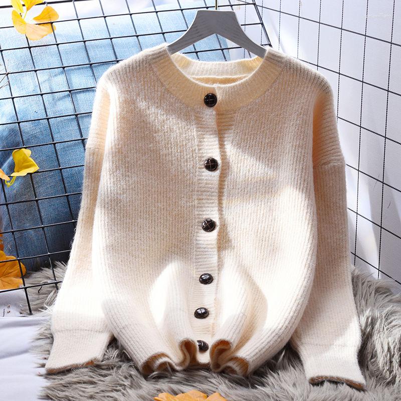 

Women' Knits Sweater Women Spring And Autumn Long Sleeve Cardigan Solid Twist Knitwear O Neck Single Breasted Cardigans D32, Beige