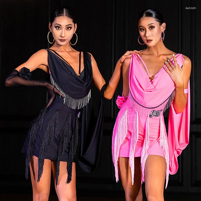 

Stage Wear Latin Dance Tassel Costume Women Sexy Cha Salsa Dancing Ballroom Club Clothes Dress Adult Fringe Skirt Female, Black skirt