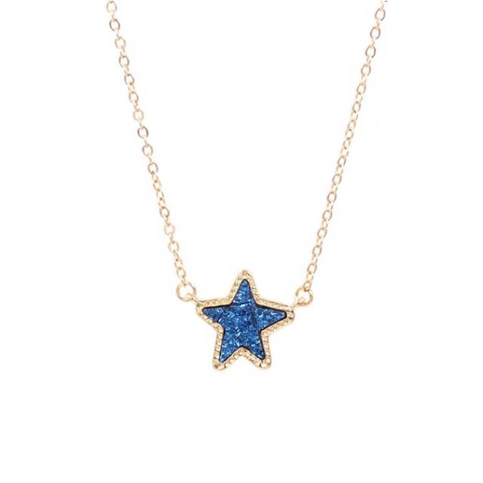 

New Small Starfish Faux Dancing Star Resin Druzy Necklaces for Women Pendants