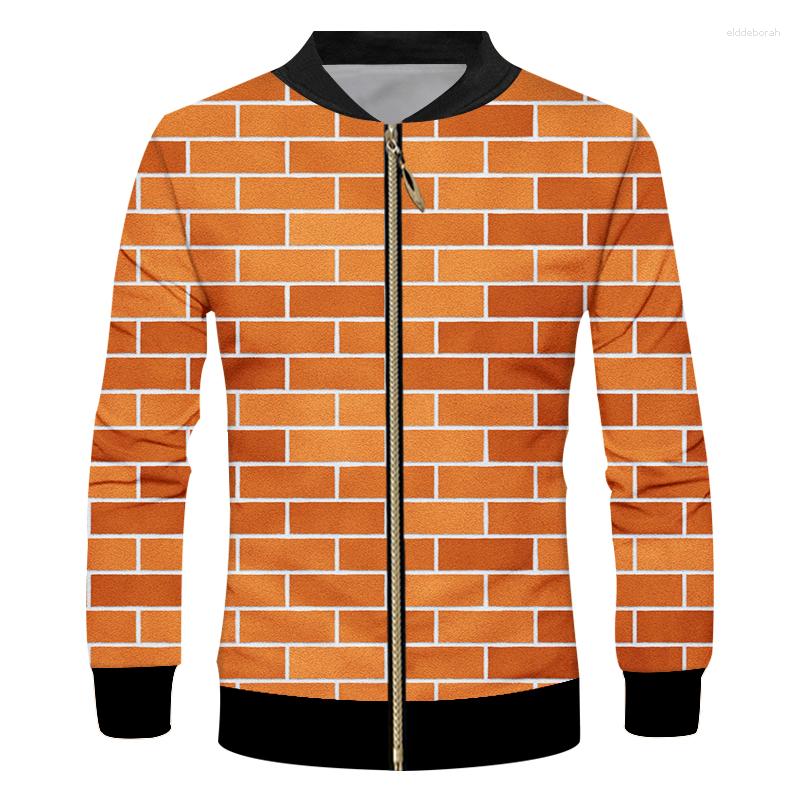 

Men's Jackets IFPD EU Size 3D Print Red Brick Wall Soprts Zipper Tops Men/Women Long Sleeves Coats Casual Splicing Homme