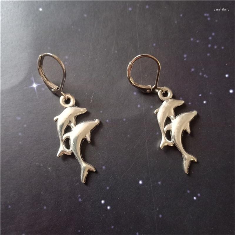 

Dangle Earrings Dolphin Leverback Pendant Animal Goth Jewelry