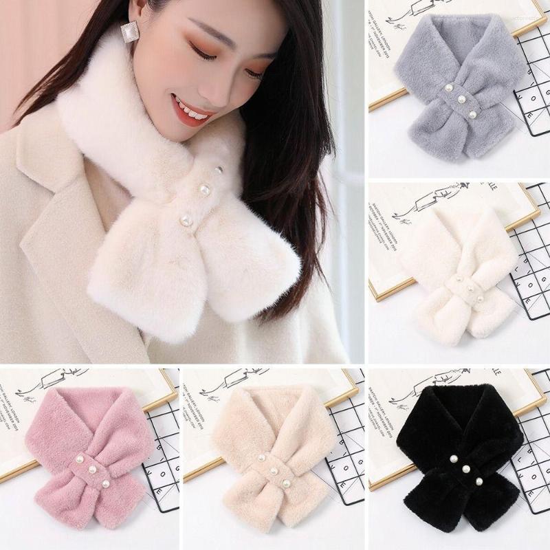 

Scarves Outdoor Comfortable Soft Women Plush Scarf Cross Neck Warmer Warm Shawl Faux Fur Collar