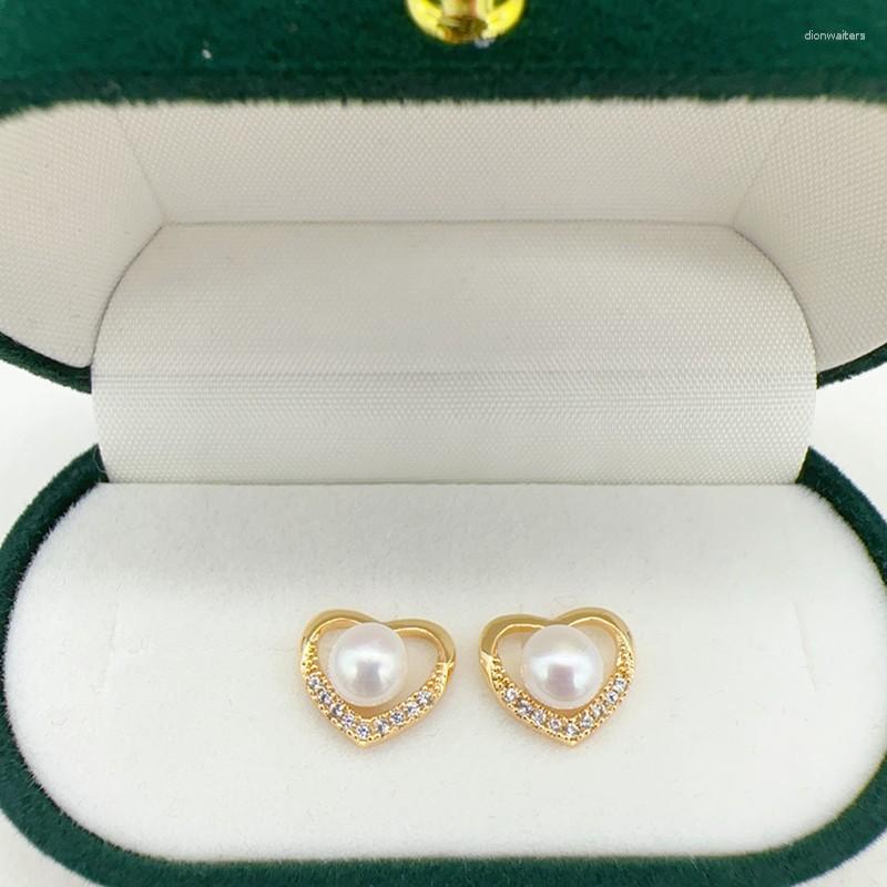 

Stud Earrings Sell Natural Freshwater Pearl Fashion Simple Heart Design 14k Gold Filled Female For Women Jewelry Gifts