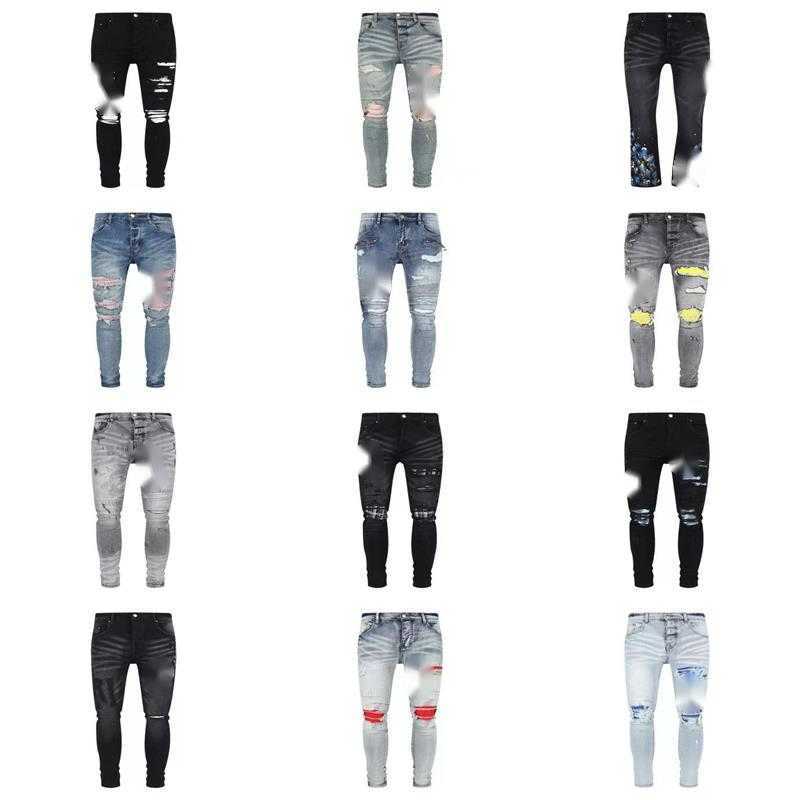 

Luxurys Designers Jeans Distressed France Fashion Pierre Straight Men's Biker Hole Stretch Denim Casual Jean Men Skinny Pants Elasticit, No.03