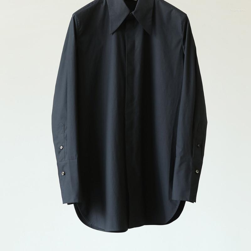 

Women' Blouses Textured Cotton Commuter Temperament All-match Minimalist Pointed Collar Shirt, Black grey