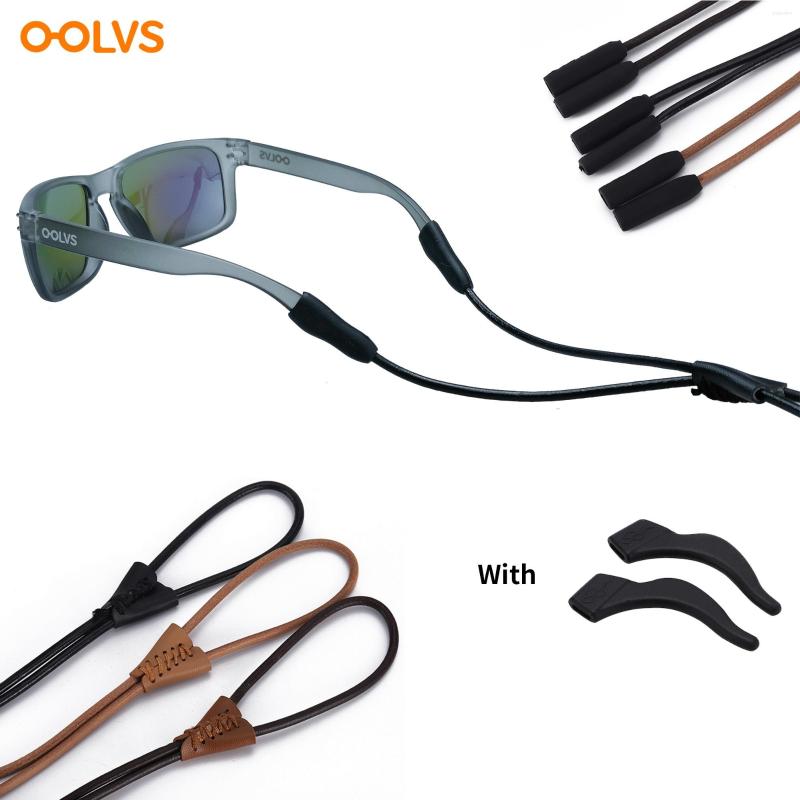 

Sunglasses OOLVS Eyeglasses Chains PU Leather Lanyard Retainer Holder Strap Cord With Glasses Anti-slip Hook