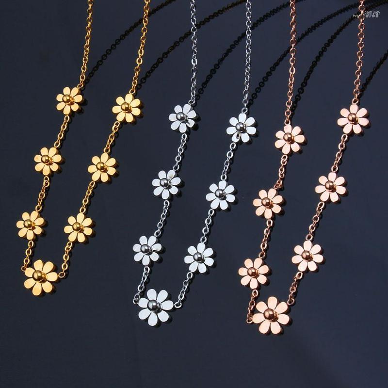 

Chains Stainless Steel Chocker Neckless Chain Choker Flower Friends Pendant Necklace Woman Jewelry Accessories Friendship