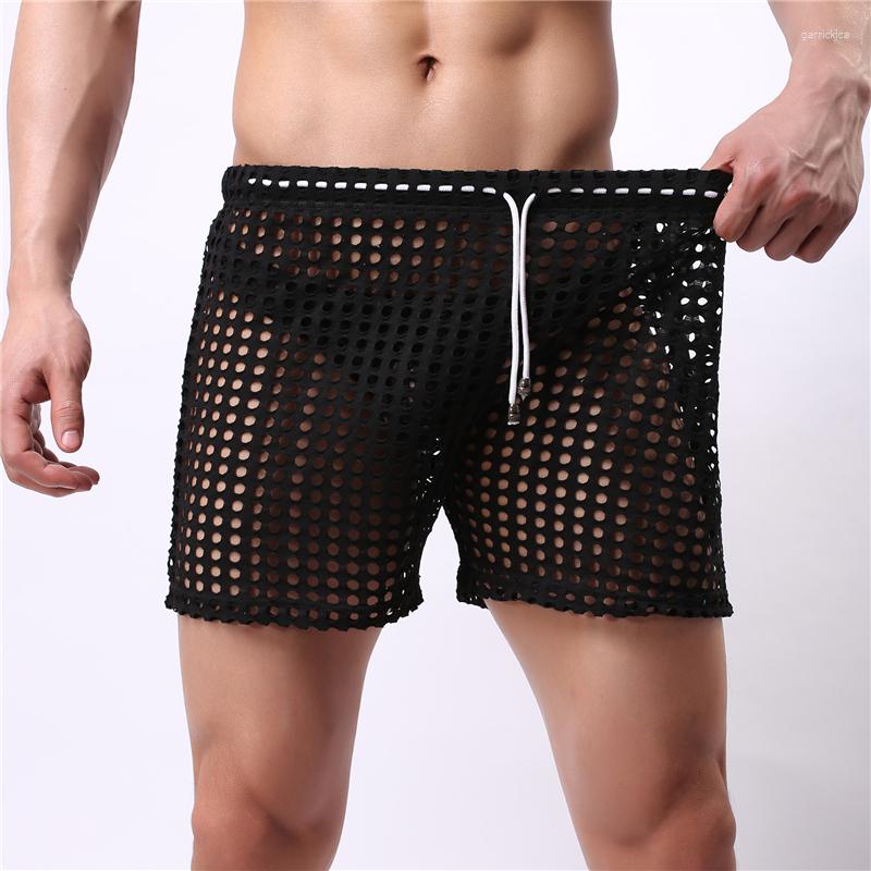 

Underpants AIIOU 2023 Sexy Mesh Men Boxershorts Hollow Out Underwear Gay Panties Breathable Male See Through Calzoncillos Hombre, Black