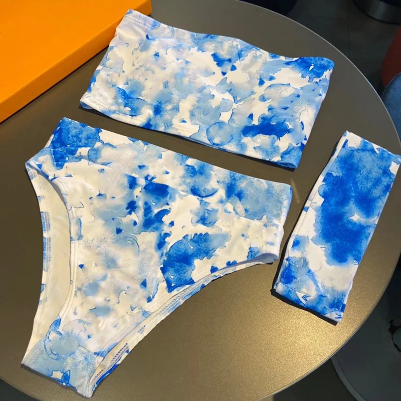 

Designer bikini swimsuit With Box Women 3-Pieces Bikinis Set Summer Push Up Print Swimsuit Birthday Gift for Wife Brand Swimwear, Red