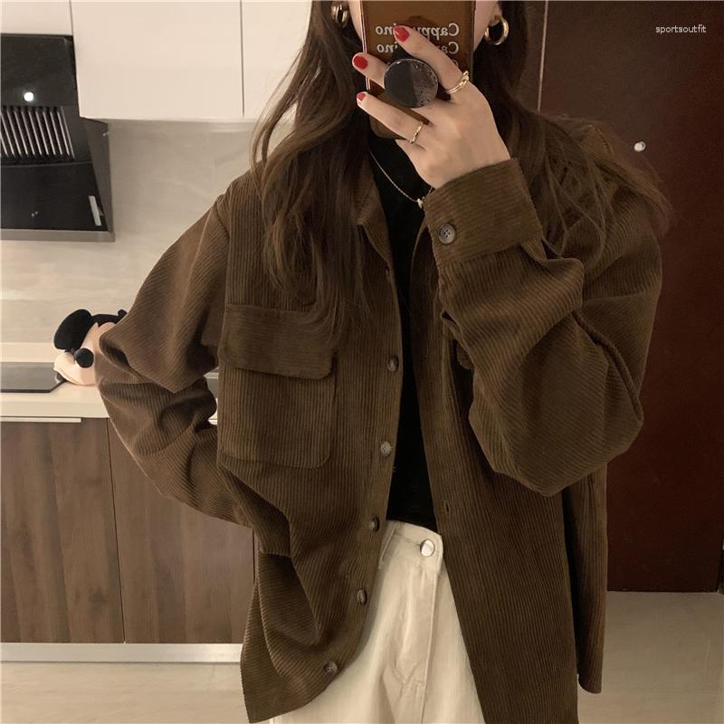 

Women's Blouses 2023 Arrival Autumn Women Casual Loose Turn-down Collar Long Sleeve Blouse All-matched Vintage Single Breasted Shirts V177, Beige