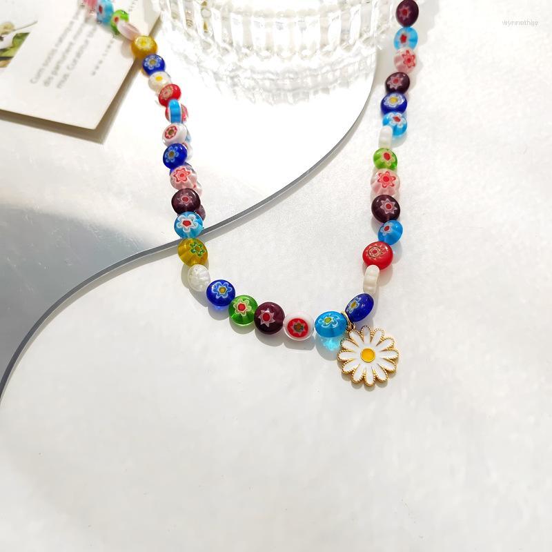 

Chains Copper Gold-plated Glaze Turquoise Beads Necklace Clavicle Chain