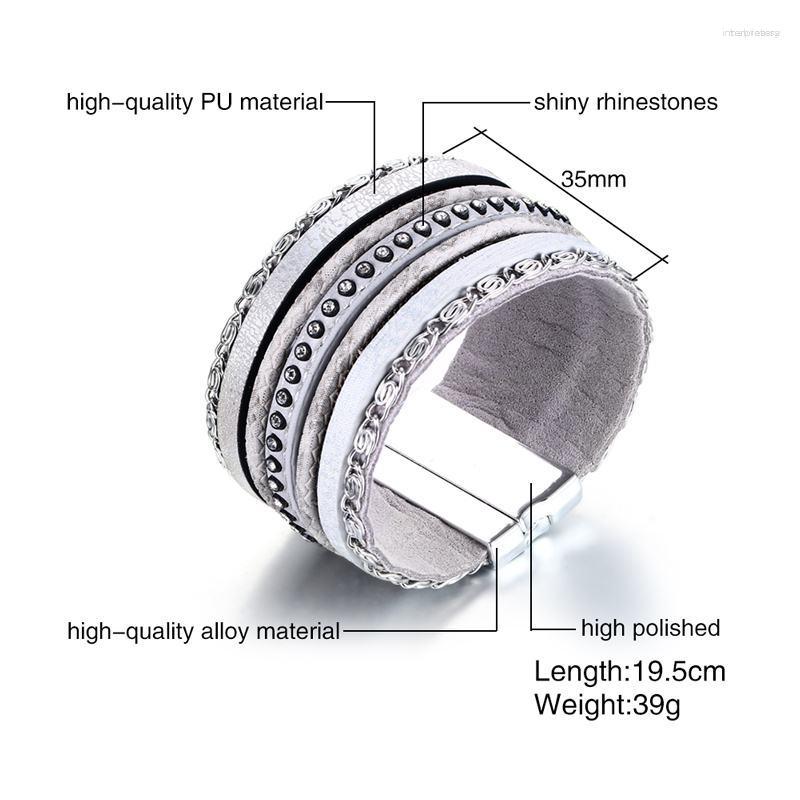 

Bangle 2023 Arrival Fashion Bracelet Rhinestone PU Leather Hand Chain Buckle Friendship Women Bracelets & Bangles Accessories