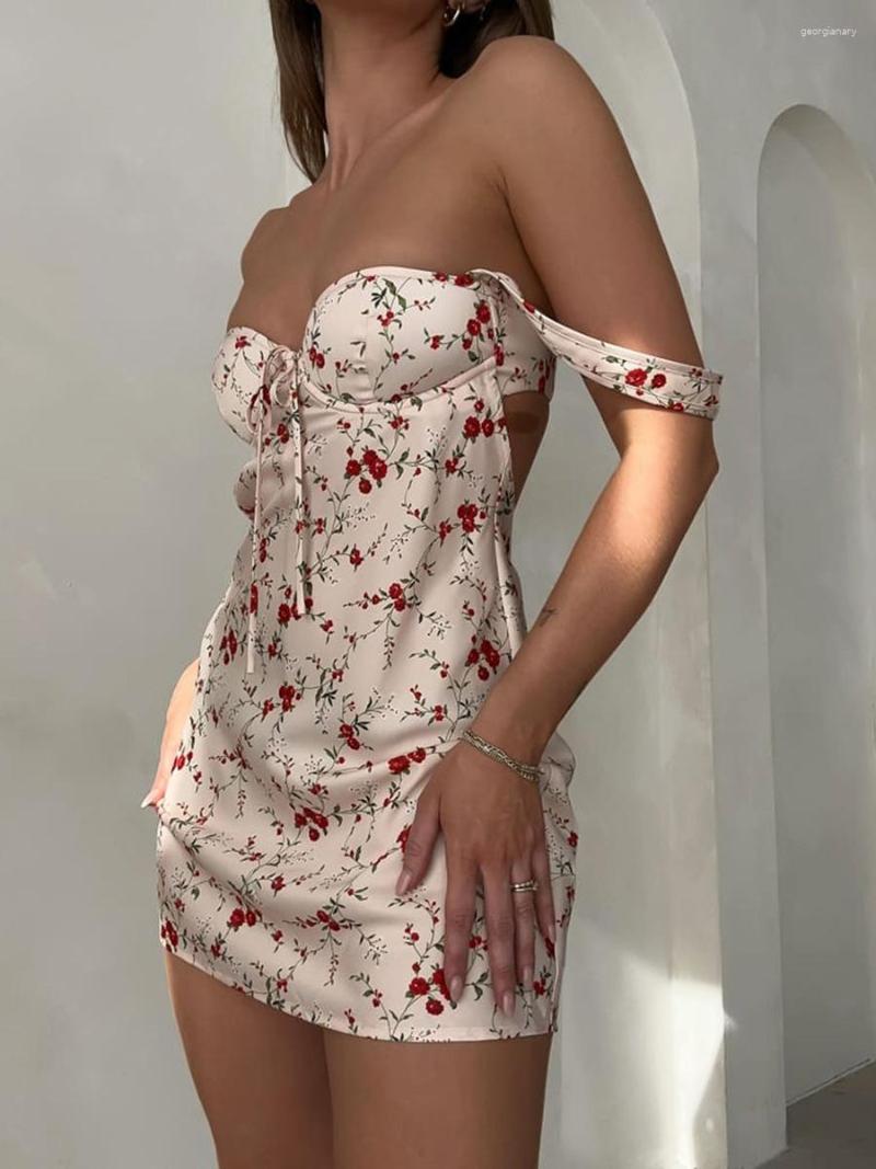

Casual Dresses Women Spaghetti Strap Mini Dress Floral Print Backless Bodycon Low Cut Sundress Y2k Sexy Vintage Elegant Short L Red, Blue
