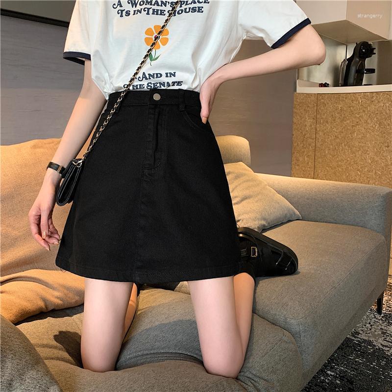 

Skirts Plus Size Denim Skirt For Women Spring/Summer High Waist A- Line Woman Mujer Faldas Saias Mulher, Black
