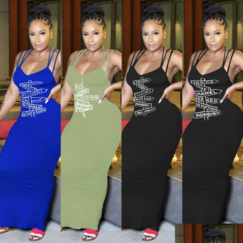 

Basic Casual Dresses Women For Nightclub Sexy Vneck Backless Three Strap Printed Maxi Dress Drop Delivery Apparel Womens Clothing Dhfvk, Blue-5