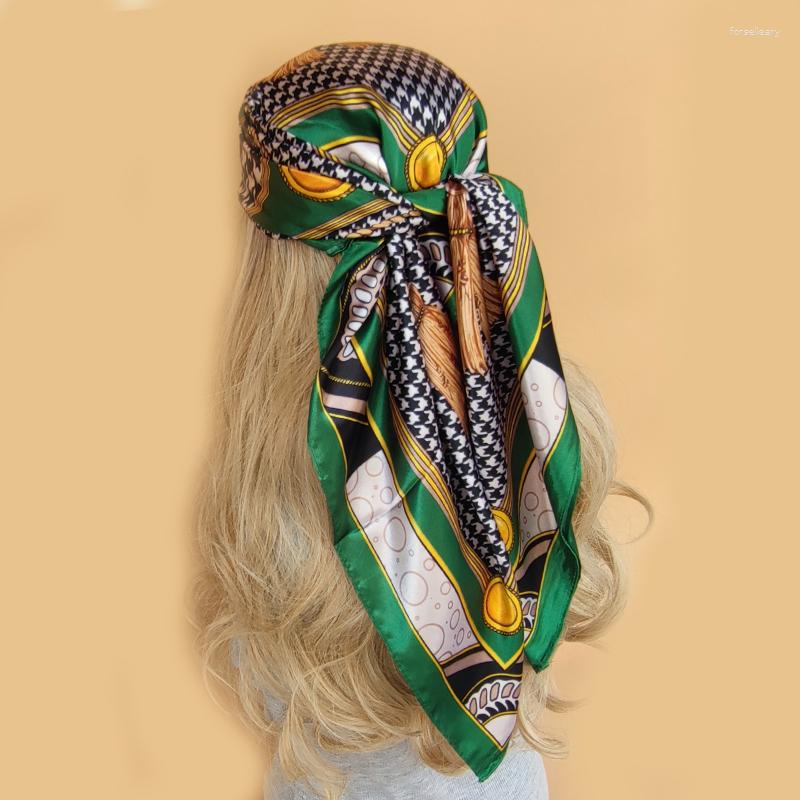 

Scarves 90 90cm Women Scarf Silk Feeling Hair Neck Square Brand Office Bandanna Muffler Waiter Flight Attendants Handkerchief Rings Wrap