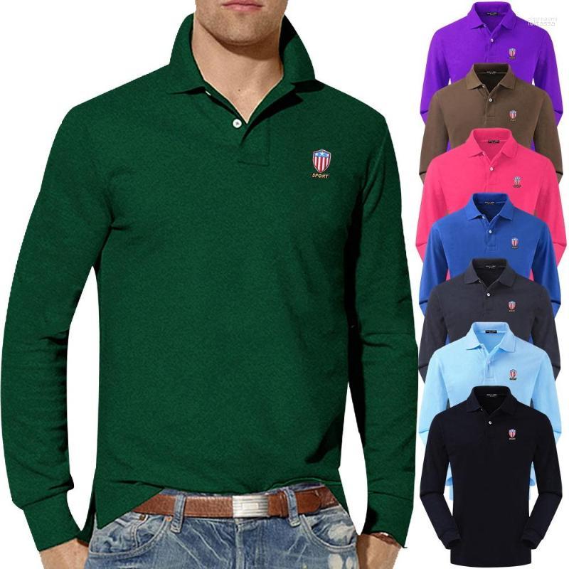 

Men' Polos Men' Top Quality Solid Color Mens Polo Shirt Cotton Long Sleeve Casual Hommes Spring Autumn Lapel Male T-shirt Tops PL812, Light purple