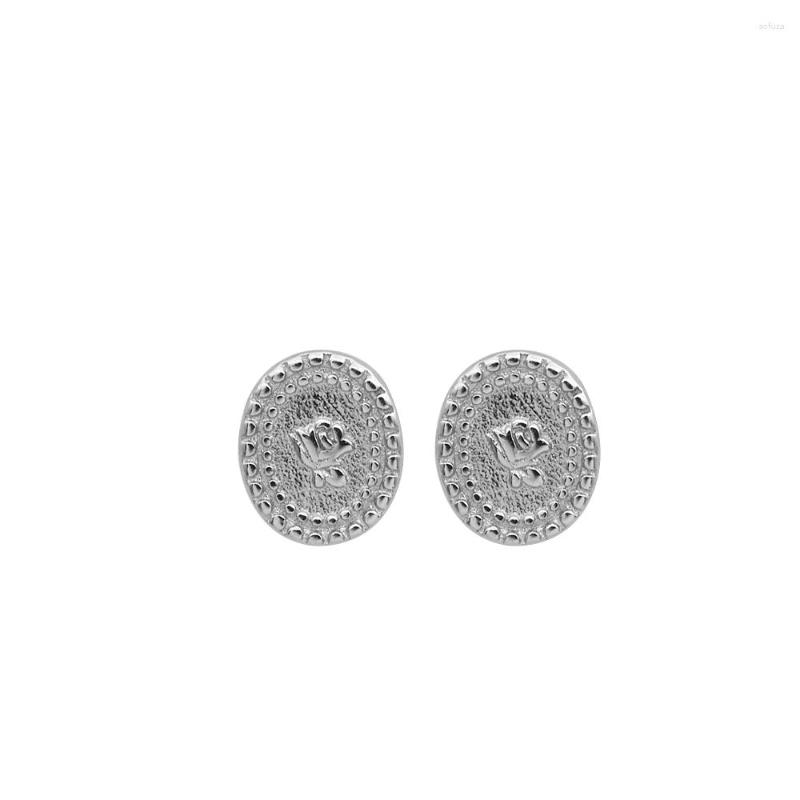 

Stud Earrings S925 Sterling Silver Contracted Oval Design Temperament Female Jewelry