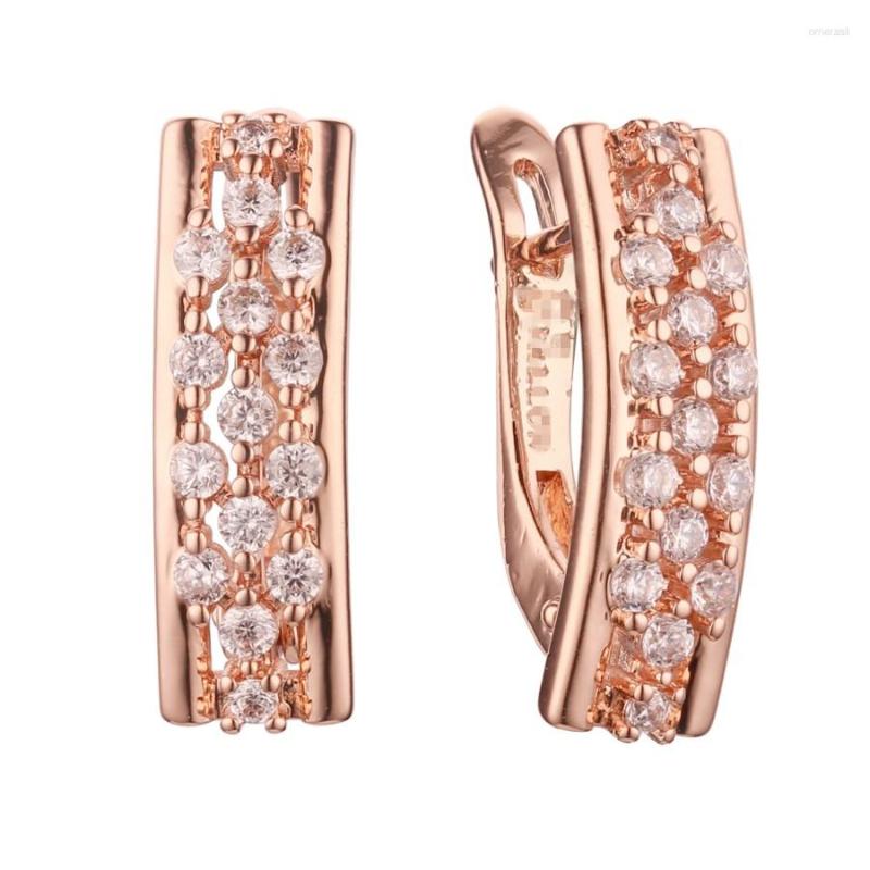 

Dangle Earrings Luxury Full Cubic Zirconia Earring Flower Shape 585 Gold Color FashionJewelry Classic Designs For Women
