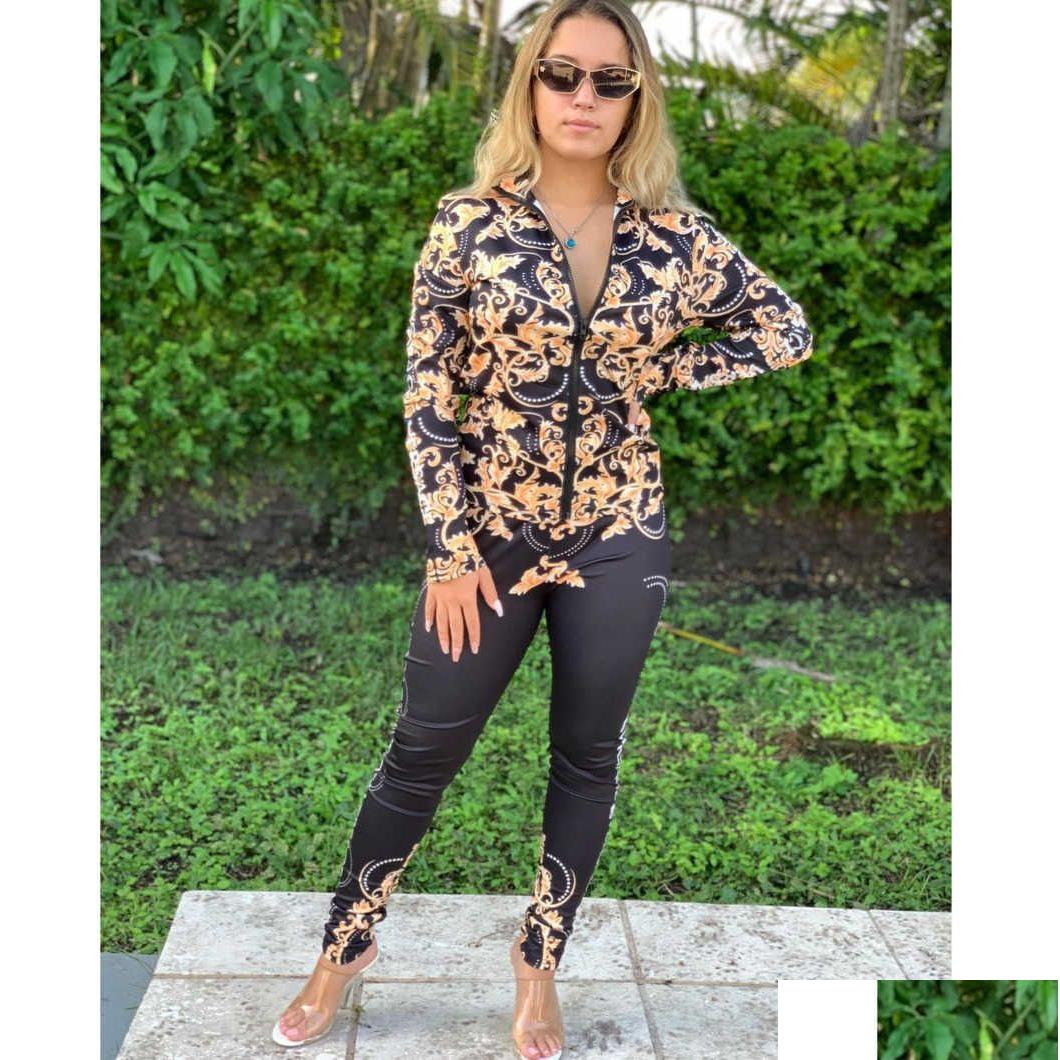 

Women' Tracksuits 2023 Spring  Womens Casual Fashion Luxury Brand Suit Designer Tracksuit Leisure Sports Twopiece Set Drop Deliver Dhfde, Gold
