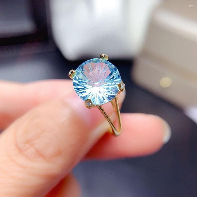 

Cluster Rings Solitaire 14K Gold Lab Aquamarine Promise Ring 925 Sterling Silver Engagement Wedding Band For Women Fine Jewelry Gift