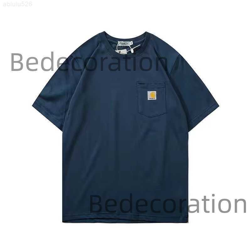 

2023 European and New Fashion carhart t Shirt Brand Pocket Tooling Plain Sleeves Short Tee Version, Forest green