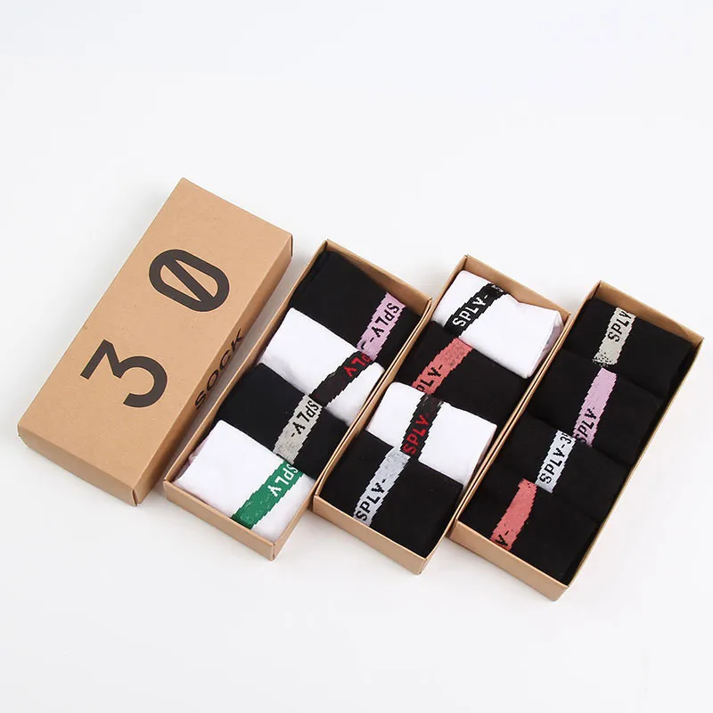 

Mens Socks Classic Letter Men Fashion Sock Casual Cotton Printed 4 Pairs/Box, A-01