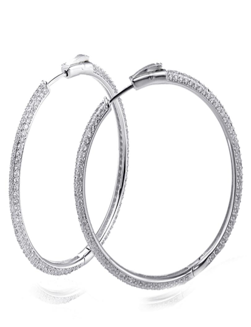 

Recommend 46 mm Large Real Sterling Silver Hoop Earring Micro pave Tiny crystal Jewelry Jewellery Big 925 Silver Circle Earrings6598909