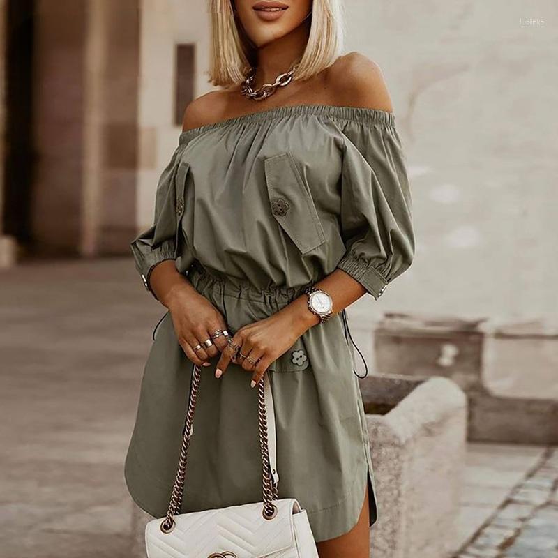 

Casual Dresses Off-the-shoulder Dress, Green
