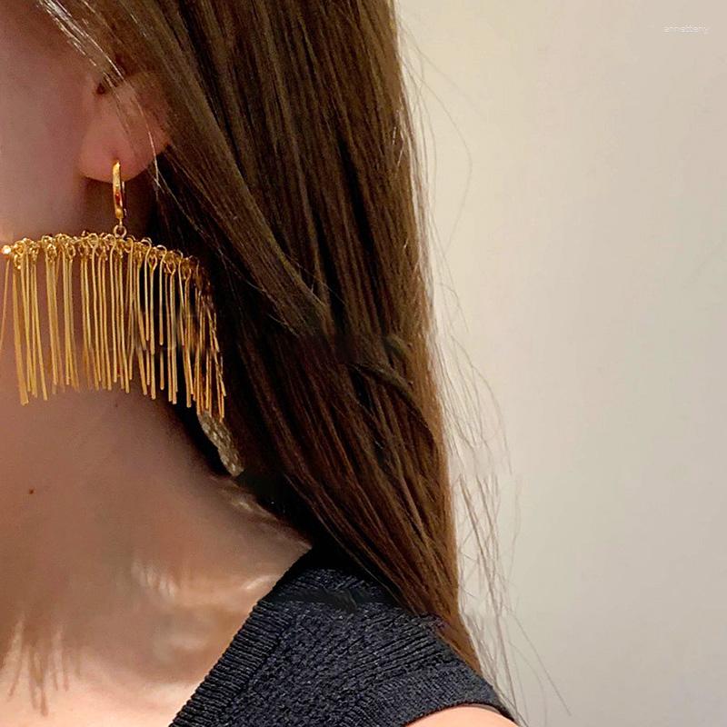 

Dangle Earrings Freetry Exaggerated Gold Color Pine Needle Tassel For Women Temperament Oversize Hanging Statement Jewelry