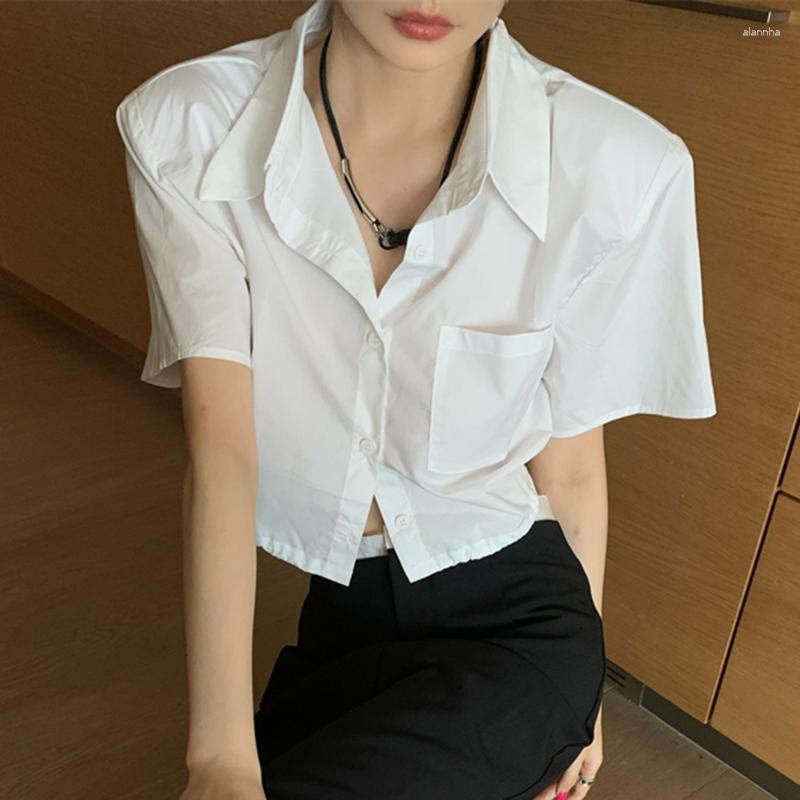 

Women' Blouses Gidyq Sexy Cropped White Shirts Women Summer Fashion Streetwear Lace Up Tops Y2K Casual All Match Female Korean Blouse