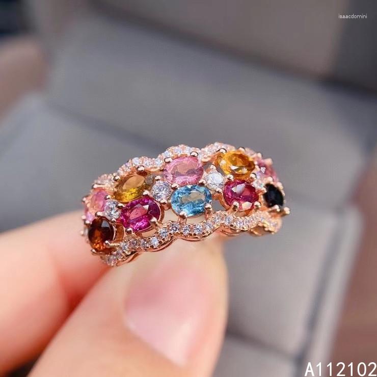 

Cluster Rings KJJEAXCMY Fine Jewelry 925 Sterling Silver Inlaid Natural Tourmaline Trendy Girl Luxury Chinese Style Gem Ring Support Test