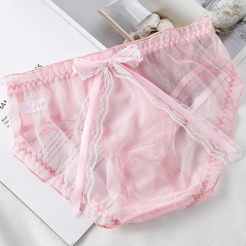 

Women's Panties Mesh Transparent Sexy Lace Bow Breathable Women's Underwear High Elasticity Japanese Style Lovely Sweety, Bk