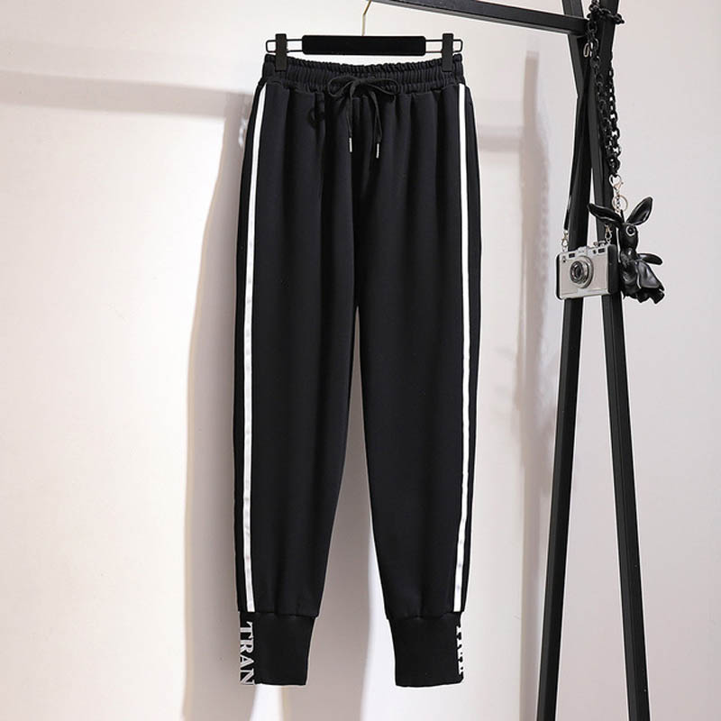 

150Kg Plus Size Women's Spring Autumn Loose Casual Sports Pants Black Hip 150cm 5XL 6XL 7XL 8XL