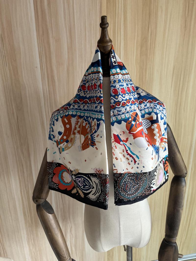 

Scarves 2023 Arrival Fashion Brand White Silk Scarf 90 Cm Square Shawl Twill Wrap For Women Lady Hijab