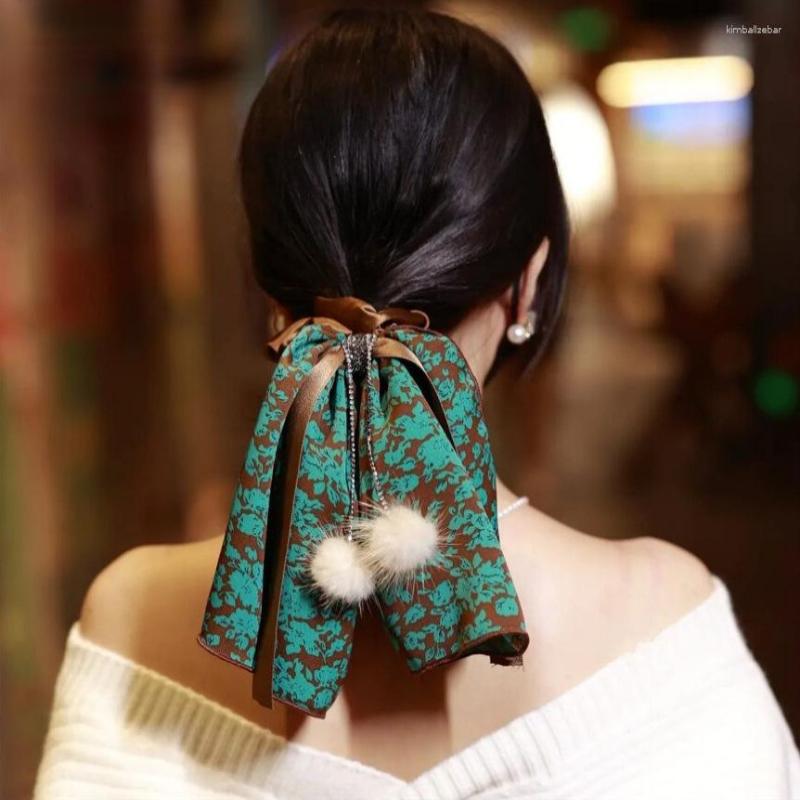 

Hair Clips French Ball Bow Ribbon Ring High-Grade Large Intestine Winter Headdress Flower Vintage Headwear Women Jewellery