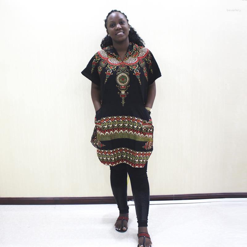 

Ethnic Clothing Unisex African Dashiki Traditional Print Short Sleeve Pockets Casual Tops T-Shirt With Hood