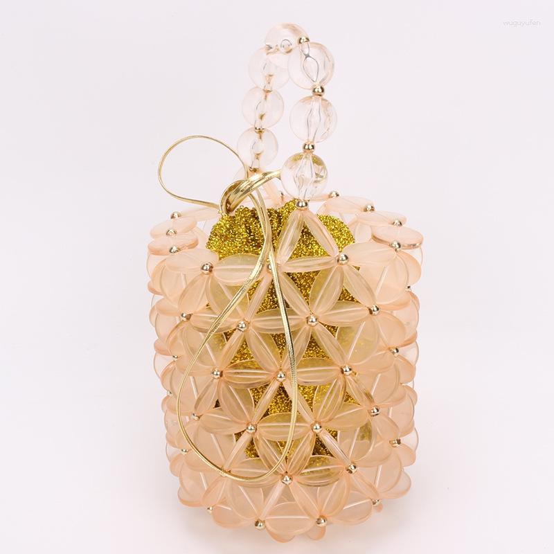 

Evening Bags Handmade Pearl Beaded Bucket Bag Handbags Women Famous Brands Luxury Dinner Clutch Purse Totes Ladies Hand 2023