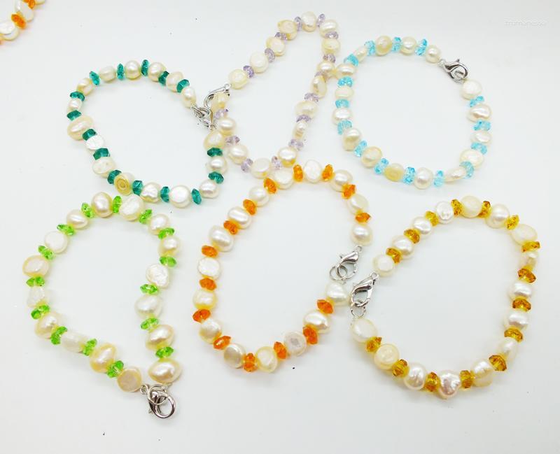 

Strand Beaded Strands 8-9MM Pink Baroque Pearl/Crystal Very Beautiful Pearl Bracelet. It Is For The Lady. Proper Gift 7.5" Raym22