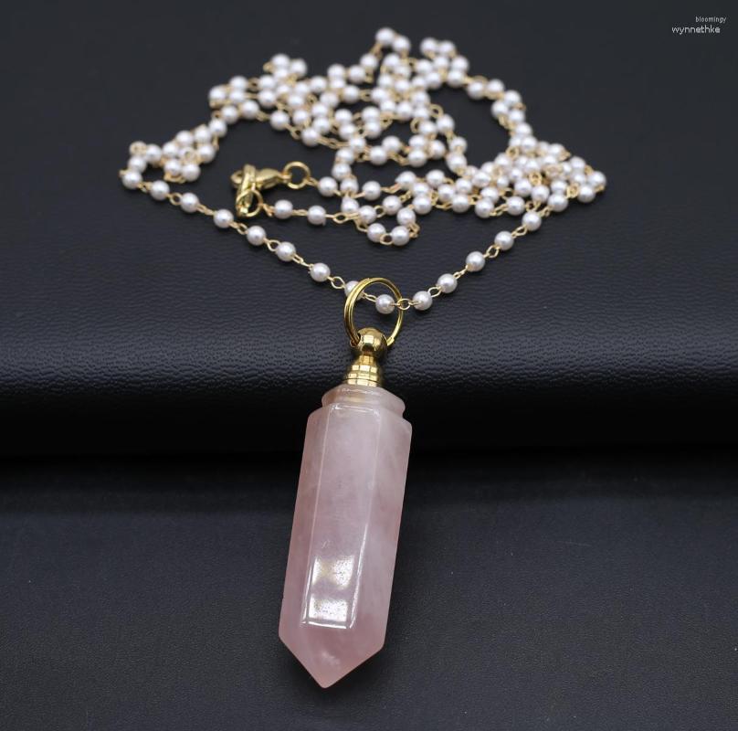 

Pendant Necklaces Natural Stone Perfume Bottle Crystal Necklace Gold Color Chain Pendulum For Women Girls' Birthday Jewelry Gifts