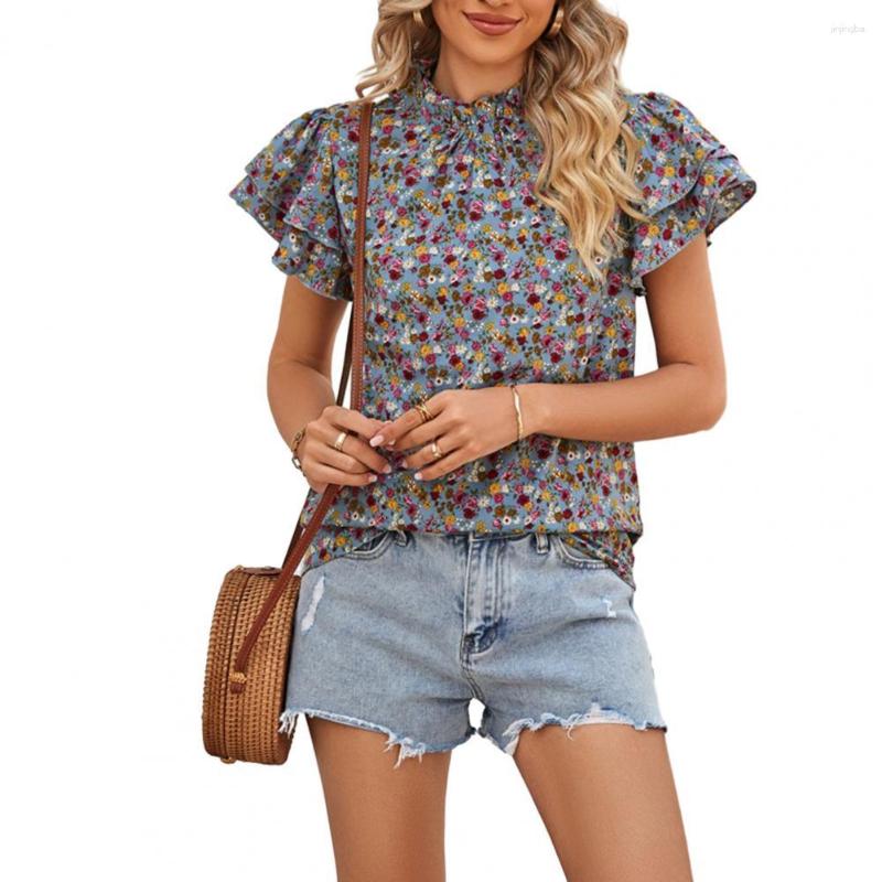 

Women' Blouses Shirt Top Loose-fitting Women Summer Floral Print Loose Tee, Khaki