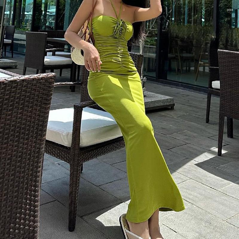

Casual Dresses Zoctoo Spicy Girl Strap Open Back Dress 2023 Summer Holiday Beach Clothing, Matcha colour