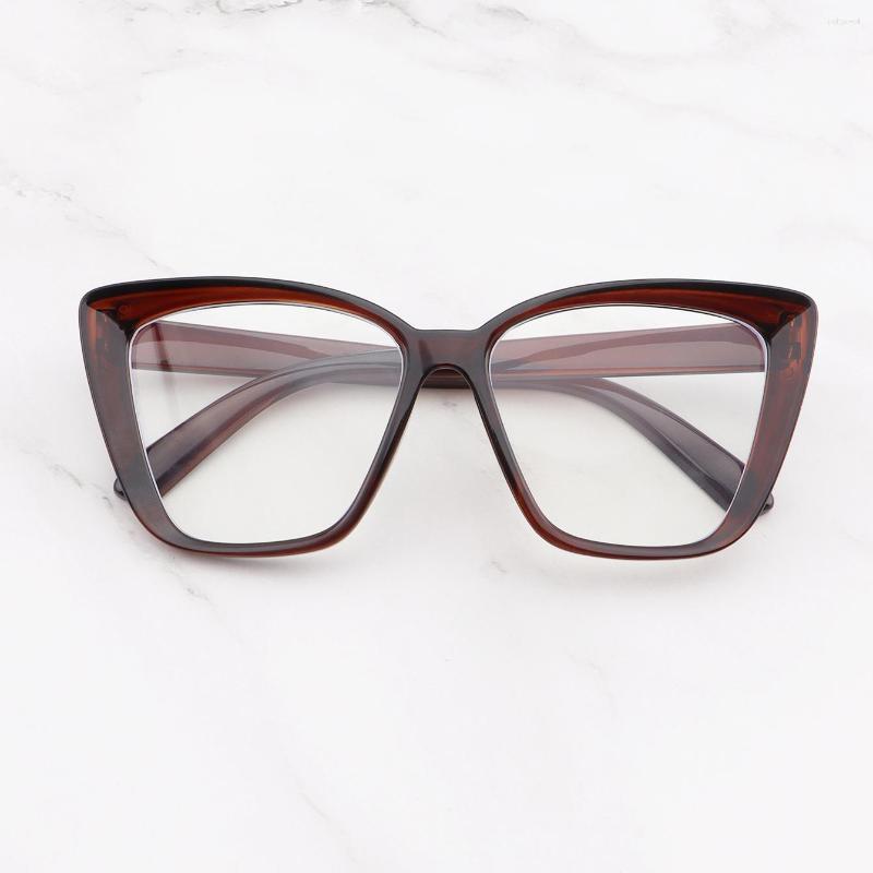 

Sunglasses Fashion Coffee Cat Eye Large Frame Anti-blue Light Flat Mirror