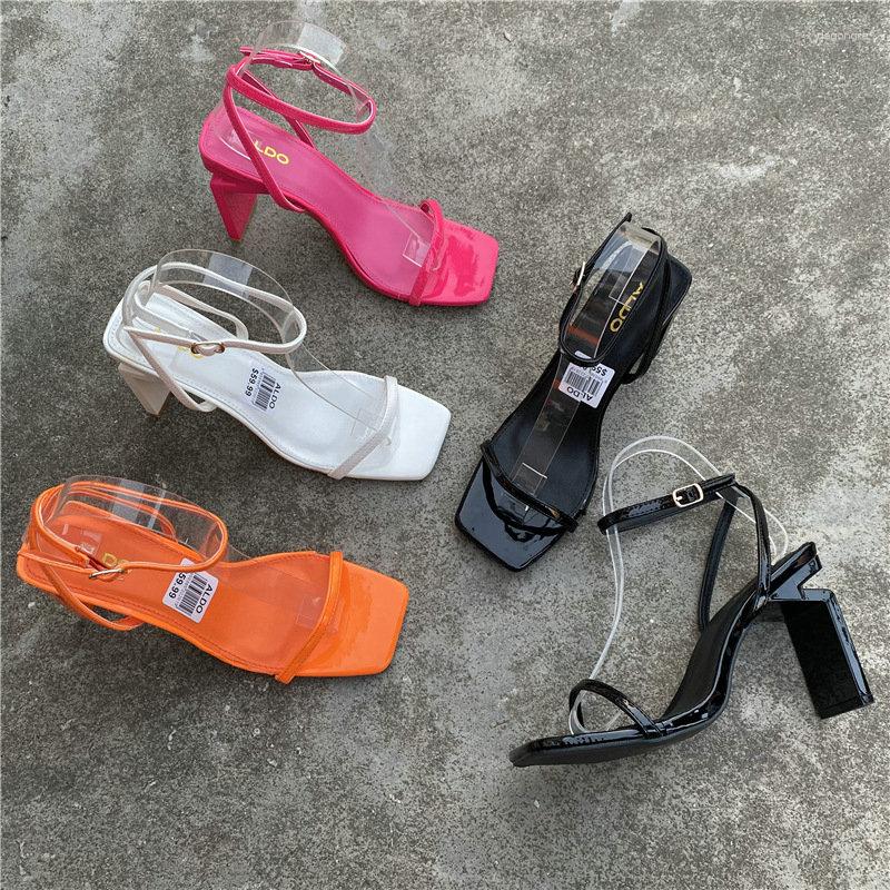 

Sandals Designer European-American Style Candy Color Square Heel High Women'S Shoes Fashion Sexy Foreign Trade, Black